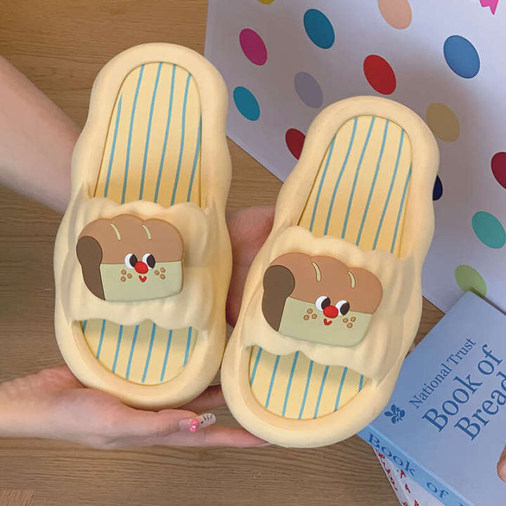 Fun and Cute Toast Slippers for Women in Summer, Thick Seaside Soft Bottom, Anti Slip Creative, Indoor Cool Slippers, Swing
