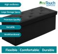 Foldable Black Velvet Ottoman Storage Benches Folding Stool Soft Cushion Footrest Toy Storage Box Seat for Living Room Poof Foot Stool,38x76cm. 