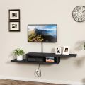 Wall Mounted TV Stand, Media Console Stand, 60” TV Storage Shelf, Floating TV Stand Entertainment Shelf for Living Room, Bedroom, Walnut. 