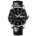 Men's Fashion Ultra Thin Watches Waterproof Luminous Date Week Leather Watch for Man Business Casual. 