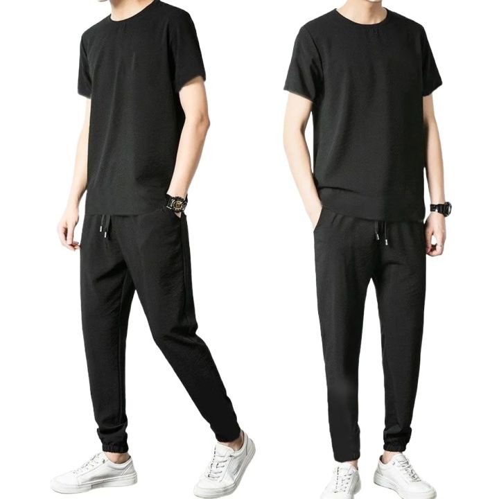 FDK- Stylish Black Pack Of 2 T-shirt & Trouser For Men