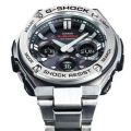 Casio G Shock Black Analog Solar Powered Silver Stainless Steel Band Watch-GST-S110D-1ADR. 