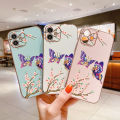 Free Lanyard for VIVO V19 Back Cover Colorful Cartoon Butterfly Square Edge Pattern Cover Luxury Plating Soft Phone Case. 