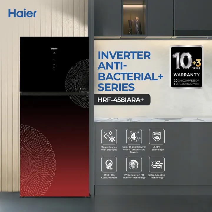Haier%2016%20Cu%20Ft%20-%20Digital%20Inverter%20-%20HRF-458IARA+%20(%20Digital%20Control%20Panel%20+%20Turbo%20Fan%20+%204%20Temperature%20Sensors%20+%20Inverter%20Compressor%20+%20Glass%20Door)%20Red%20Colour%20Refrigerator%20/%2010%20Years%20Warranty%20-%20Image%202