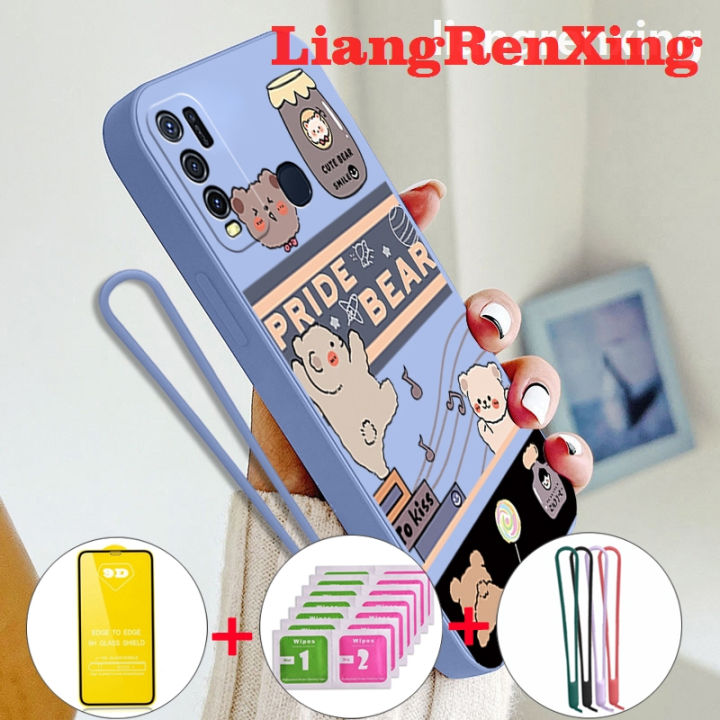 [Free tempered glass] casing Vivo Y30 Vivo y30i Vivo Y50 phone case softcase liquid silicone protector smooth shockproof bumper cover new design cartoon bear rabbit ytmxt01