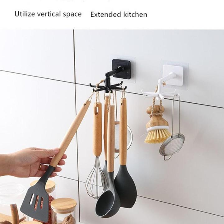 Hooks Kitchen Storage Rack 360 Degrees Rotating Hook Self