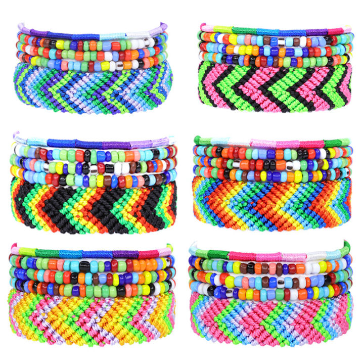 VSCO Girl Bracelet Graduation Season Party Wear Hand Woven Friendship Bracelet 5 Set