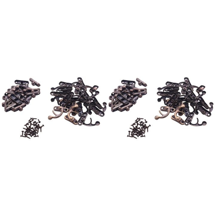 4x Mini Dollhouse Antique Bronze Wood Box Latch Set – Small Hinges & Case Lock Hardware B24
