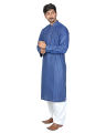 Peter Sham Branded Cotton Ink Blue Embroided Kurta For Men. 