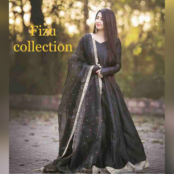 Black long frock with organza duppata