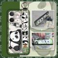 panda Shockproof Phone Case For OPPO A5 Pro 5G Global Phone Holder Kickstand Lanyard Cartoon ring Wrist Strap protective. 