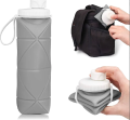 Silicon Portable Folding Bottle 600ml BPA Free Food Grade Material designed for easier carrying of the bottles on the backpack. 