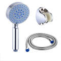 A minimalist bathroom with five adjustable a handheld showerhead set, showerheads, and shower heads. 