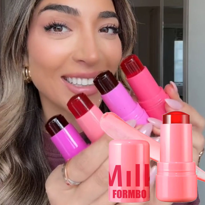 BataBata 3-in-1 Milk Jelly Tint Facial Blusher Wand Moisturized Long Lasting Beauty Matte Cheek Contour Lipstick Sticker Rouge Makeup New