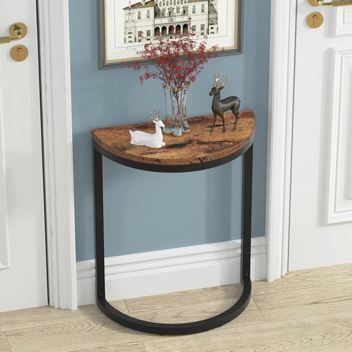 Tribesigns End Table, Half Circle Entryway Console Table, Small Semi-Round Table, Half Moon Table for Hallway with Sleek Modern Unique Design,
