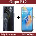 Oppo F19 Glass Protector Tempered Polish Screen Protection + Back Clear Jelly Protector Soft Film Protection Hydrogel Film Back Protector For Oppo F19. 