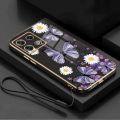 infinix Note 40 Pro note40 Pro+ 5G Pro 5G Little Daisy Luxury Butterfly Flower Casing Square Edges Plating Back TPU Soft Case with Lanyard Cover. 