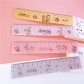 With wavy line ruler cartoon transparent plastic drawing measuring ruler primary school students with Korean cute cartoon children's examination special multi-functional stationery simple he acrylic material multi-functional. 