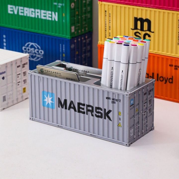 Multi-Function Ornaments :30 Shipping Container Pen Holder Creative Desktop Stationery Storage Box Decorative Business Card Organizer Model Box Gift