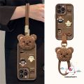 Fixed Borehole Bear Lanyard Case for Redmi 13 12C 13C 12 A1 10C 9T 9 10A 9C NFC 9A A2 Note 13 11 10 12 9 10s 8 11s Pro Max Poco M3 C40 C65 Cartoon Coffee Cookies Cute 3D Doll Case. 
