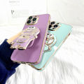 TA for Infinix Note 30 5G 4G Back Cover Cute Doraemon Folding Bracket Luxury Plating Case Soft Silicone Square Phone Cases for Girls. 