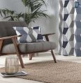 Dockyard Cushion Covers - Geo Wall Navy Blue Cushion Covers Set - Pack of 2. 