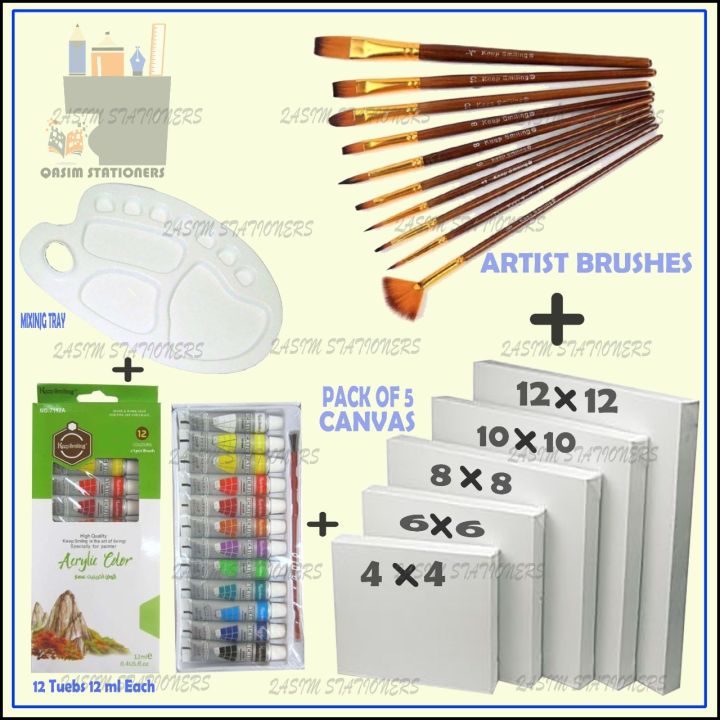 28%20Pcs/Set%20Value%20Pack%20For%20Artist%20-%20Canvases,%2012ml%20Acrylic%20Paints,%20Multi%20Shape%20Brushes%20and%2010%20Wells%20Palette%20-%20Image%203