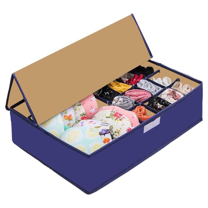 Multi Compartment Foldable Storage Box/Closet Organizer/Drawer Organizer, 12 Grids For Underwear Closet Storage For Bra, Panty Innerwear Organizer For Wardrobe (Multicolor)
