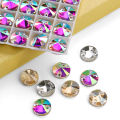 8mm-16mm Round Crystal AB Color Silver Base Sew On Rhinestone Beads, Sew On Stones Spacer buttons for Garment Jewelry 30-100pcs. 