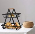 Kitchen Organizer/ Fruit Basket/ Vegetable Stand/ Kitchen Counter Rack In Black Color. 