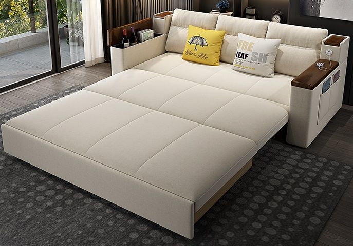 3 Step Folding Sofa cum Bed | Double Bed folding sofa bed with storage box and USB Charging