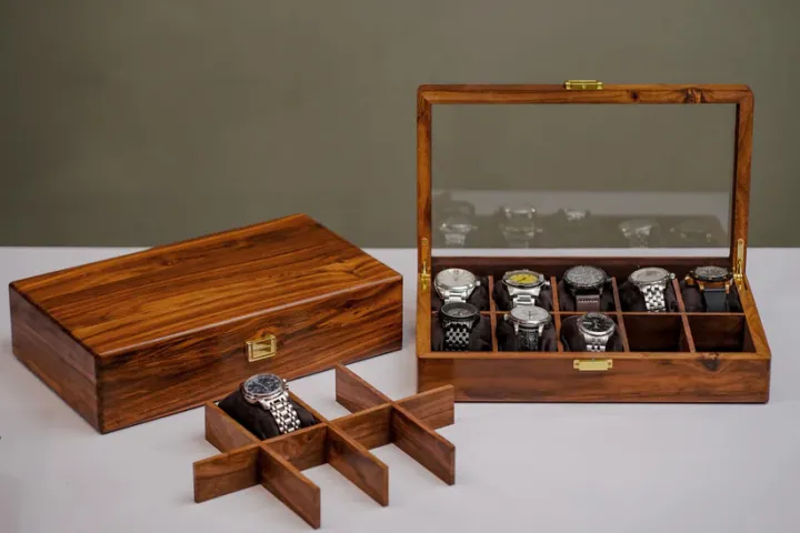 Luxury Wooden Watch Box for Men & Women, Multi-Compartment Watch ...