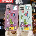 JIUMOO For Samsung Galaxy M62 F62 Case Cartoon Cute Monster Tetris New Design Phone Case Side Pattern Luxury Plating Silicone Casing Full Cover Camera Shockproof Protection Cases. 