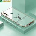 UCUC for Huawei Y9 Prime 2019 Back Cover + Free Lanyard Luxury 6D Plating Case Side Pattern Soft Silicone Square Mobile Phone Cases. 