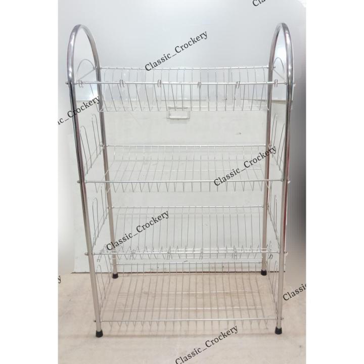 Steel Dish Rack Plate 4 layer Dish Bowl Cup Drain Rack Kitchen Organizer Multi-purpose
