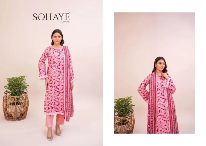 SOHAYE by DINERS Premium Digital Printed Lawn 3-Piece Suit – Lawn Shirt ...