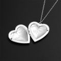 Silver Color Love Heart Photo Frame Pendant Necklace For Women I Love You Flower Pattern Heart Openable Locket Necklace Jewelry. 