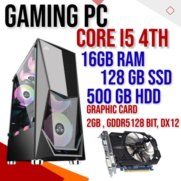 RGB Gaming PC with 4 RGB Fans, H81 Motherboard, Core i5 4th, 16GB RAM, 128GB SSD, 500GB HDD,  Nvidia Geforce GT 740 2GB Graphic Card