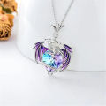Luxury Fashion Colorful Crystal Dragon Pendant Necklace for Women Exquisite Blue Purple Dragon Necklace Cute Dragon Jewelry Gift. 