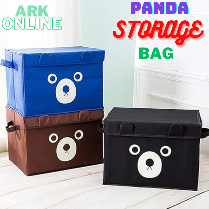 Panda Design Storage Bag Cartoon Printed Folding Storage Bins Quilt Basket Kid Toys Organizer Storage Boxes Cabinet Wardrobe Storage Bags