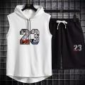 Men Hoodid Casual Multi23 Printed Sports  Sleeveless summer Track Suit. 