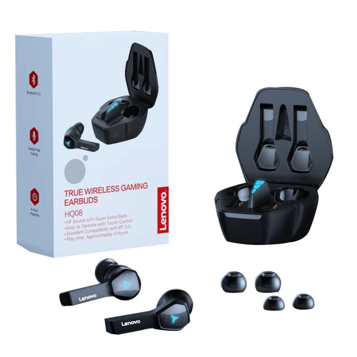 LENOVO GAMING EARBUDS HQ08 WIRELESS BLUETOOTH GAMING EARBUDS FOR PUBG 100% ORIGINAL LENOVO GAMING EAR BUDS RGB LIGHTS LATEST DESIGN AIRPODS TOP GAMING CHIP DESIGN HD CALL GAMING HEADSETS
