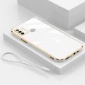 For OPPO A53 2020 Cover with Wrist Strap Fashion Shiny Plating Square Bumper Girls Phone Case Soft TPU Silicone Shockproof Protective Back Cover. 