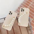 White Pearl Bracelet Chain Silicone Phone Case For iPhone 13 12 11 Pro Max Mini XS Max XR X 8 7 6 6S Plus Back Cover Fundas. 