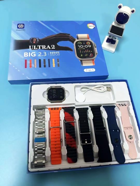 SMART WATCH ULTRA 2 - 7 in 1 Straps Big 2.3 - INFINITE AMOLED DISPLAY - Unique Design -  Men & Women wear - SMART WATCH -