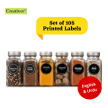 Kitchen Spice Jar Label Stickers Black Water Proof Printed | Kitchen Labels Stickers Black | Pantry label Stickers | English and Urdu | Water Proof | Optimum Size of 2 inches | Sets of 40, 60 & 100 Unique Black Label Sticker to Organize your Pantry. 