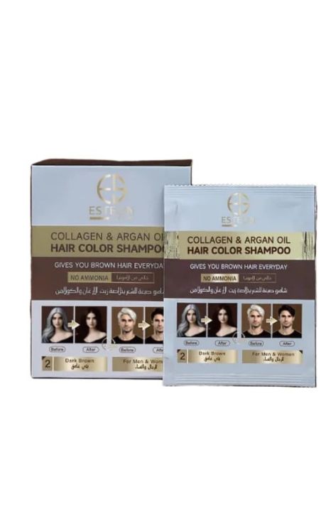 DR.RASHEL - ESTELIN Collagen & Argan Oil Sachet Hair Color Shampoo - Dark Brown - 10 Sachets ES0138