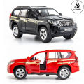 Toyota Land Cruiser Prado Front Doors Open With Lights and Music Simulation Luxury SUV G25 Model Car - Pull Back Alloy Metal Diecasts Off-road Vehicle Birthday Gift for Boy Children 1:36 Scale - Size Approx. 5 Inches - White. 