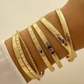 Enacolor 7Pcs/Set Vintage Gold Metal Exaggerate Multi-layered Argyle Bracelet Set Women Bangles Wholesale. 