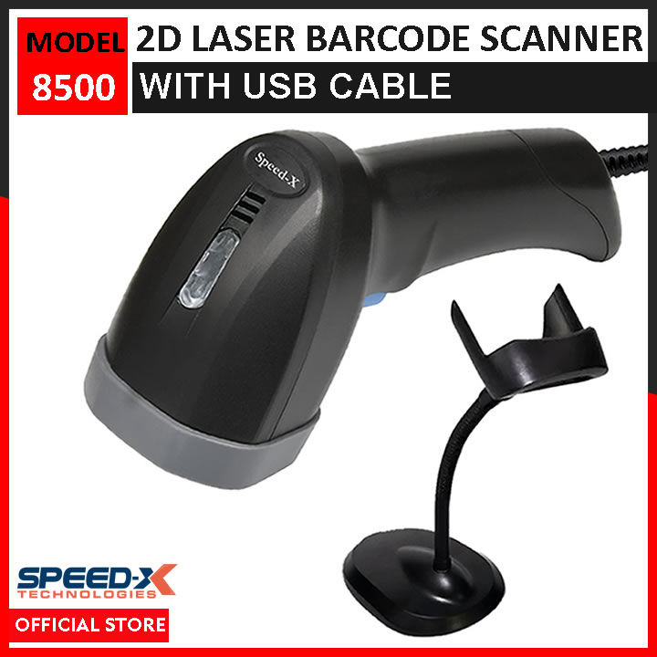 Speed-X 8500 2D Wire Cmos Handheld Barcode Scanner (Scanner with Plug & Play Usb Cable & Stand)